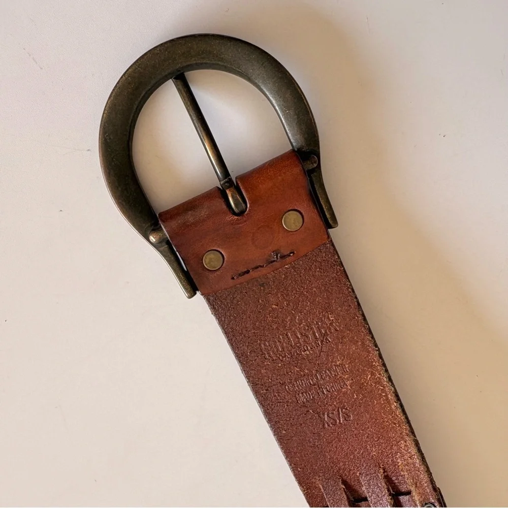 Hollister Brown Leather Fence Lap Belt
